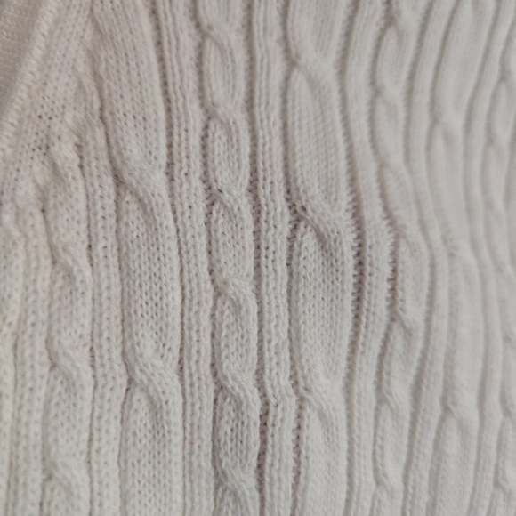 Croft & Barrow Sleeveless White Cable Knit Sweater Vest Top 100% Cotton - Picture 8 of 8